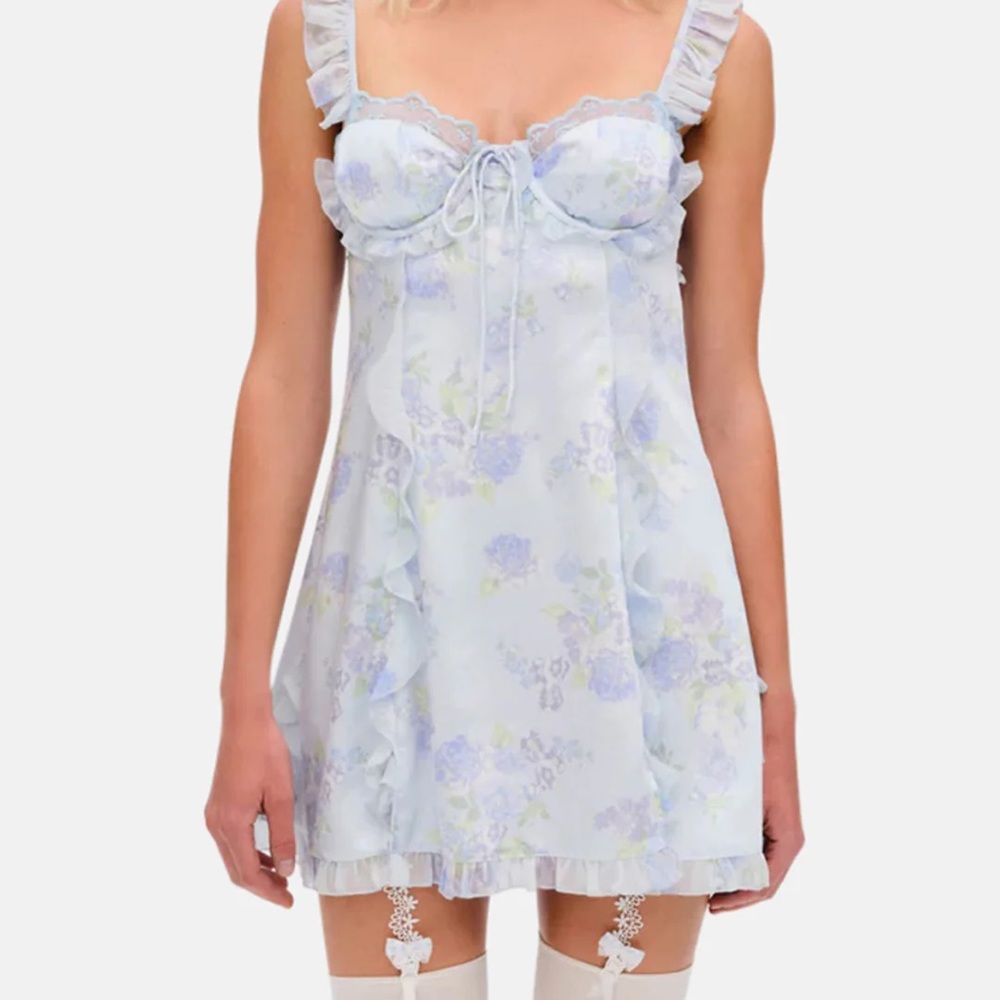 For Love and Lemons Marisa Mini Dress- Blue